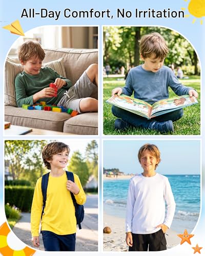 Kids Long Sleeve Athletic Rash Guard Shirt - UPF 50+ - X-Large White