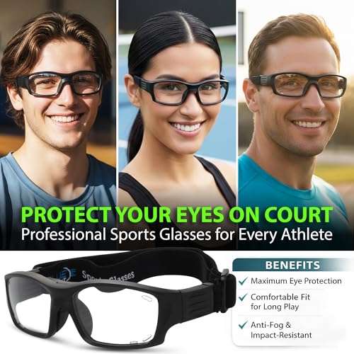 Sports Protection Goggles - Safety Glasses for Basketball & Outdoor Sports - Black