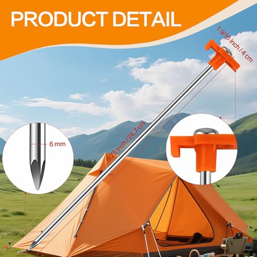 Heavy-Duty 10 Pack 9.75 Inch Tent Stakes - Orange