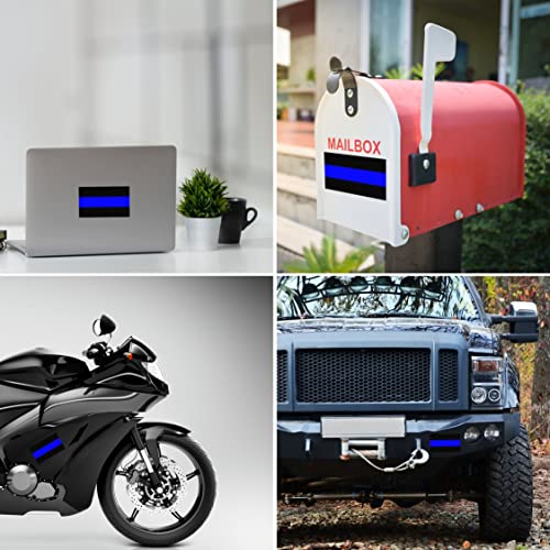 Reflective American Flag Decal - 5x3.25 Inches - Blue Line - 3 Pack