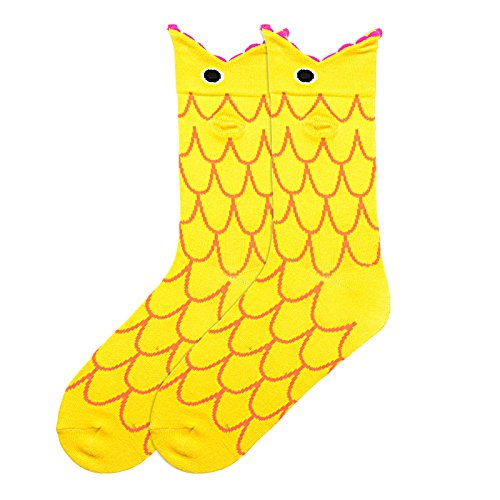 K. Bell Women's Funny Animal Crew Socks - Wide Mouth Goldfish Orange Variation
