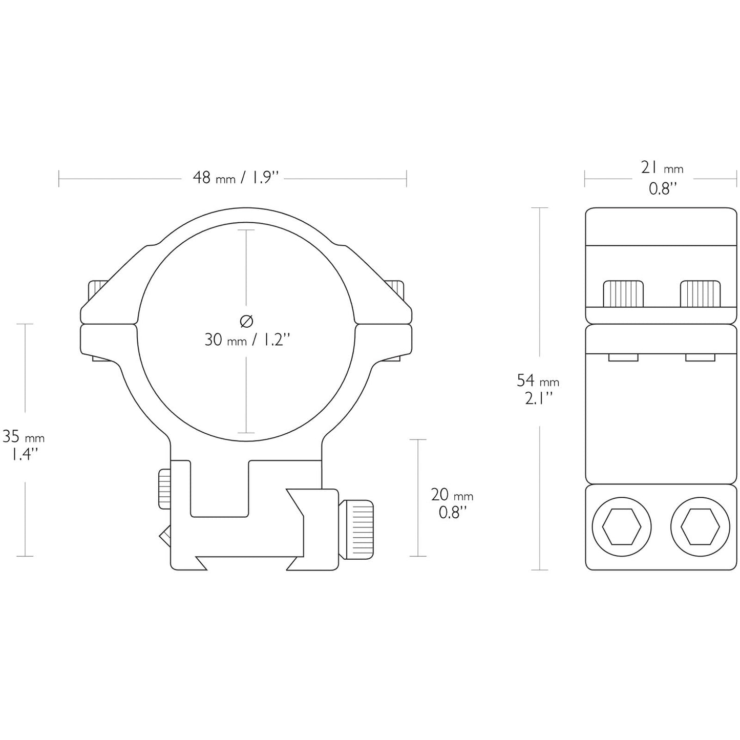 Hawke 2pc 30mm High Scope Rings, Adjustable, 9-11mm Dovetail