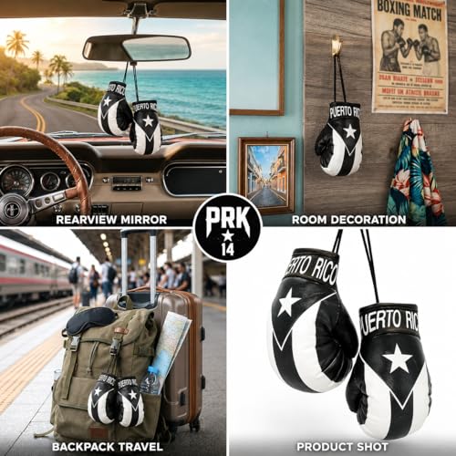 Puerto Rico Flag Boxing Gloves - Black Edition Car Accessory