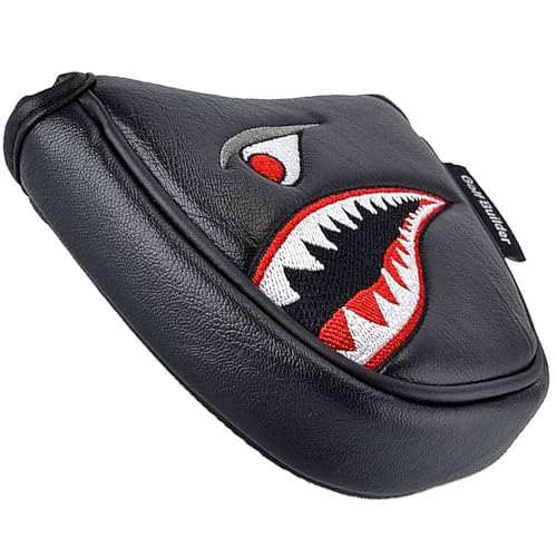 Golf Club Headcover Mallet Putter Shark Cartoon Animal Design Synthetic Leather