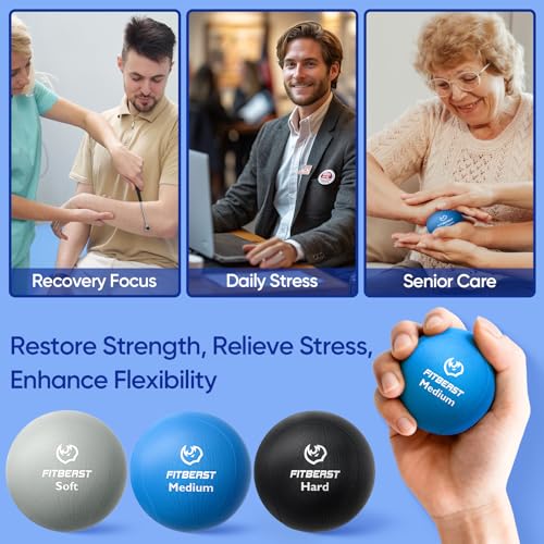 Hand Therapy Kit – 6-Piece Grip Strength Trainer Set with Finger Exerciser & Stress Balls - Cool Tones
