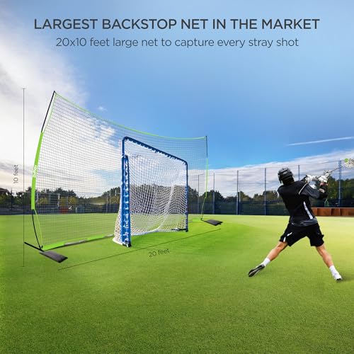 Portable Lacrosse Backstop Net - 20 x 10 Feet with Accessories