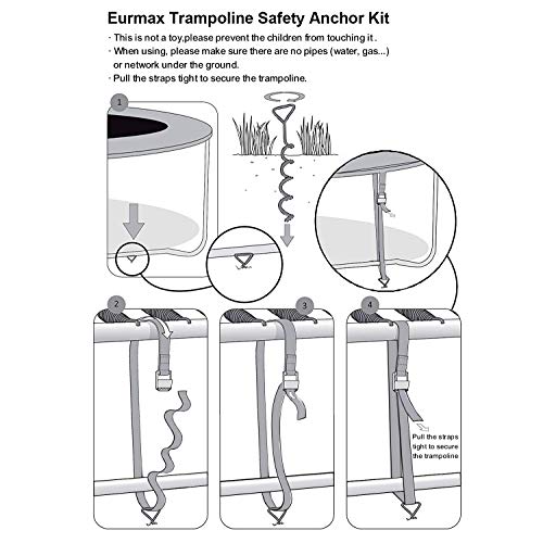 Heavy Duty Trampoline Anchor Kit - 4-Pack Windproof Stakes with T-Hook