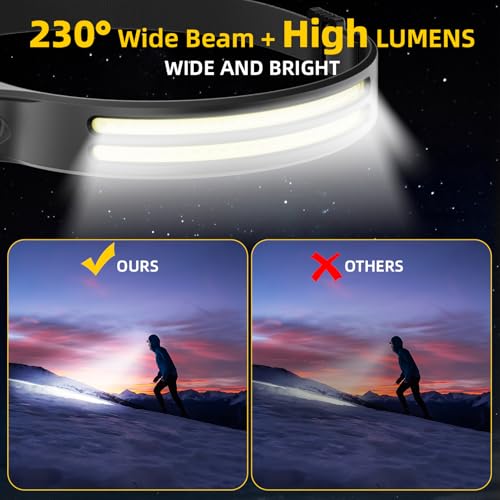 230° LED Headlamp Flashlight - 2PCS Rechargeable Head Lights