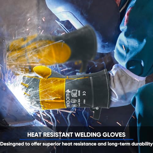 TICONN Welding Gloves, 16 IN L/XL/XXL 1000¡ÆF Heat-Resistant Fireproof Leather Gloves for Welders, Stick, Forge, Mig, Tig, BBQ