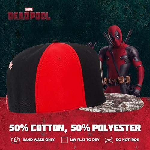 Marvel Deadpool Baseball Cap - Black Snapback Hat for Adults, Officially Licensed