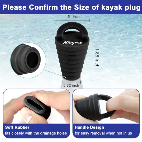 HLOGREE Universal Kayak & Boat Scupper Plugs 8 Pack, 1.35-1.55 inch Fit
