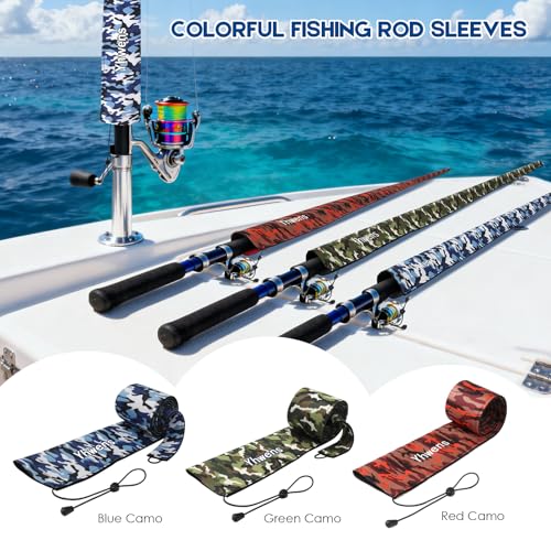 Yhwens 68" Neoprene Fishing Rod Sleeve—Blue Camo, 2-Pack, Rod Covers