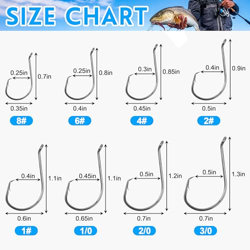 Circle Fishing Hooks - 150pcs 8# Octopus Hooks for Catfish & Bass