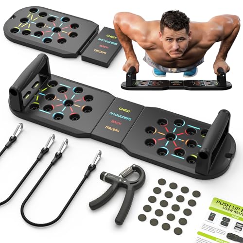 Push Up Board - Portable 20 in 1 Foldable Gym Equipment - Black Kit