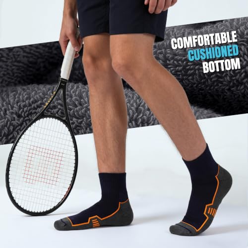 Men's Cushioned Ankle Socks - Athletic Running Gym Socks 10-13 / 6 Pairs Multicolor