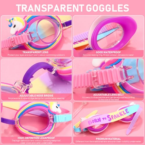 Anti-Fog Swimming Goggles for Kids - Cute Unicorn Design