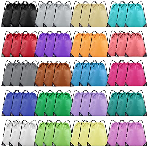 60 Pcs Drawstring Backpack Bulk 16.5x13.4in with 20 Colors - Versatile Nylon Bags