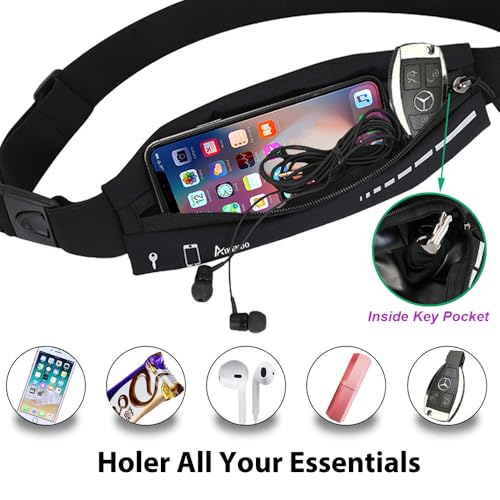 Slim Running Belt for Men & Women - Black Fanny Pack Phone Holder