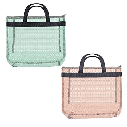 Small Mesh Beach Tote Bag Set - 2 Pcs Waterproof Organizer