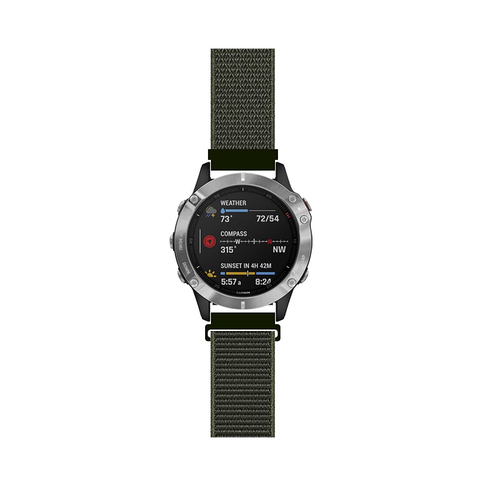 Leiou Sport Mesh Strap Compatible with fenix 7/6 Pro/Sapphire/Solar Watch Band Woven Nylon Replacement Wristband 22 mm - (22#) Large