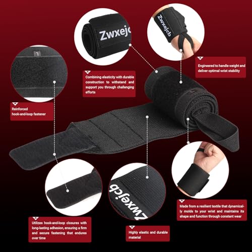 Heavy-Duty Weightlifting Wrist Wraps for Strength Training - Black
