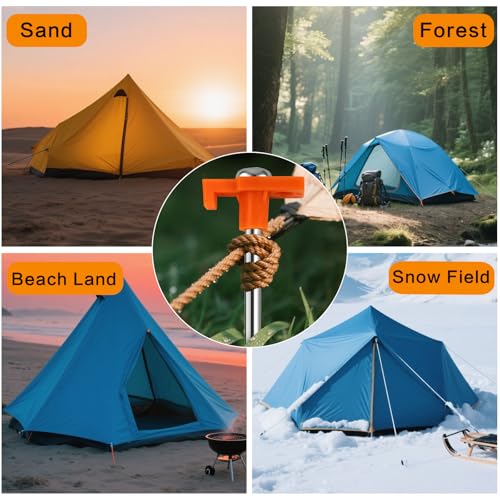 Heavy-Duty 10 Pack 9.75 Inch Tent Stakes - Orange