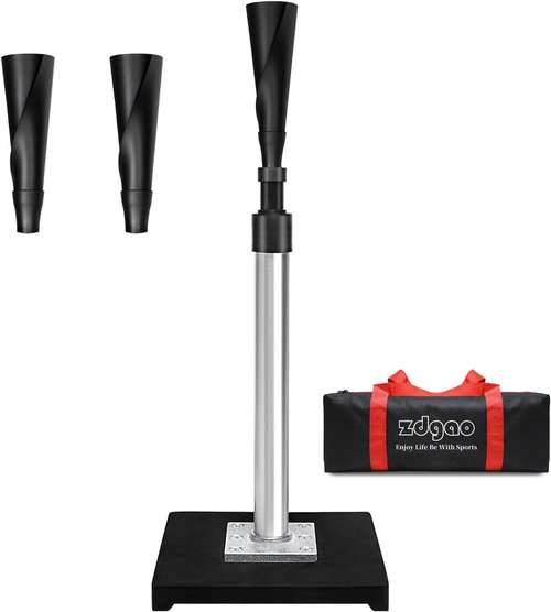 LOMGWAYS Baseball Batting Tee - Height Adjustable 23"-37" | Premium Portable Design with Removable Rubber Top