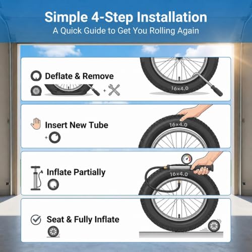 16x4 Fat Tire Inner Tube for Electric Bikes | Heavy-Duty Butyl with Schrader Valve