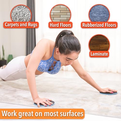 Dual-Sided Core Sliders for Workout & Fitness - 2 Pack - Blue