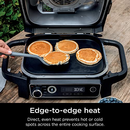 Ninja Woodfire 14.6x11x2.2 in Outdoor Flat Top Griddle Plate for OG700 Series – Ceramic Coated, Black/Grey