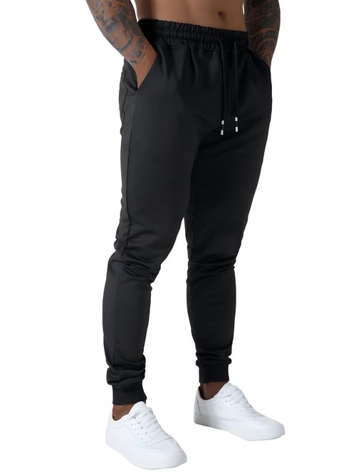 MGYIMOYUGYM Men's Slim fit Jogging Pants, Suitable for Running and Fitness Activities, Bottom Binding Sports Pants Size Black-M
