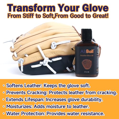 Baseball Glove Oil - 4 Fl Oz Natural Conditioner for Softening & Hydrating Gloves
