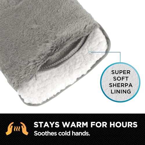 Brookstone Charcoal Faux Fur Hand Warmer Muff with Microwavable Gel Pack