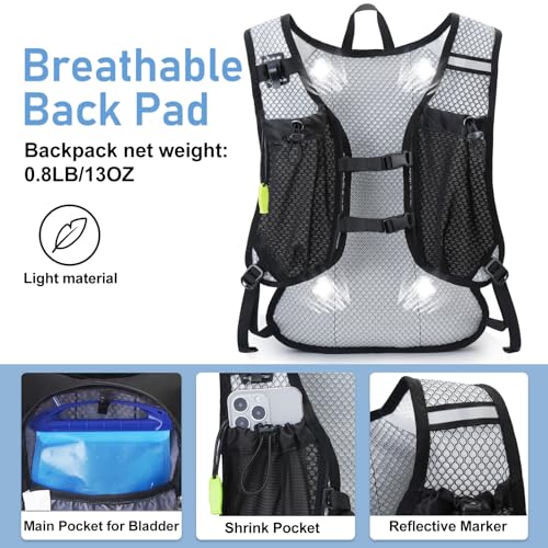 Lightweight Hydration Backpack with 2L Water Bladder - Black