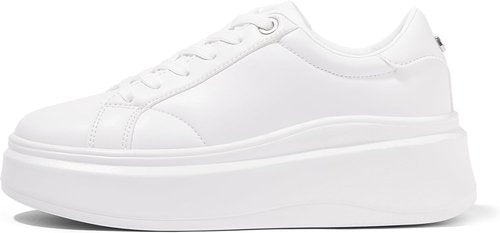 Lucky Step Women's Platform Sneakers - Faux Leather Casual Tennis Shoes for Comfortable Walking