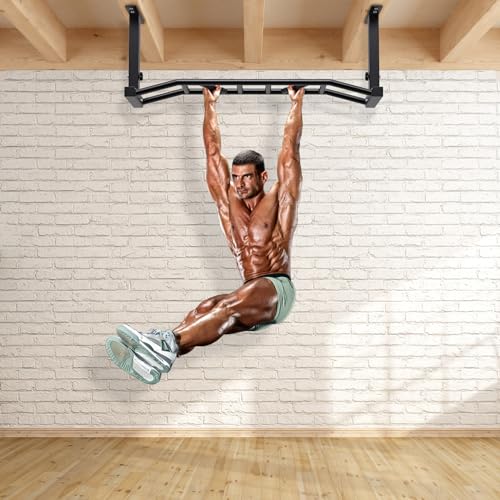 Heavy Duty 48" Ceiling Mounted Pull Up Bar - Multi-Grip 8.3"x2"