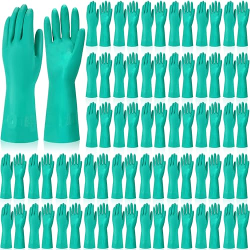 10 Pairs Chemical Resistant Gloves Heavy Duty Thick Nitrile Gloves Bulk for Cleaning, Resist Household Acid, Alkali and Oil (X-Large)