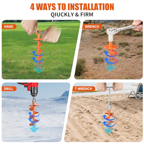 Heavy Duty Spiral Ground Anchors - 4 Pack for Trampolines, Tents & More