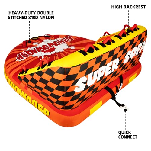 1-3 Person Inflatable Towable Tube for Boating - Heavy-Duty Nylon Cover