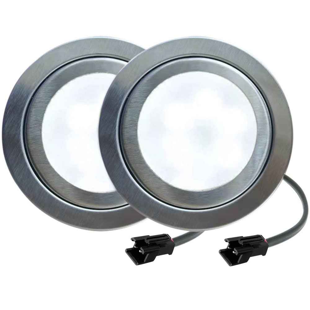 MoKongFu 2-Pack DC 12V 1.5W LED Kitchen Cooker Range Hood Light Bulb Diameter 68mm Milky Cover Smoke Exhauster Ventilator Light Lamp with SM Male Connector (White 6000K)