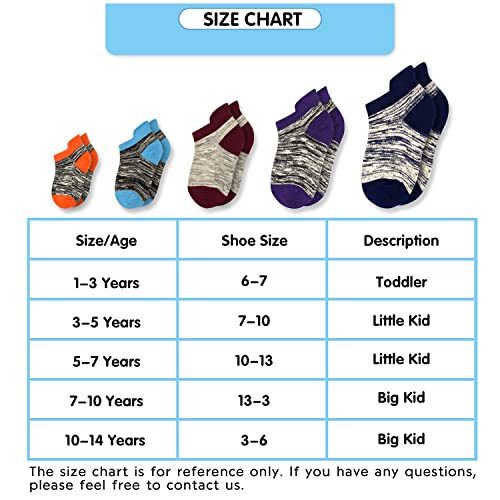 Kids Ankle Athletic Socks - 12 Pairs, Multicolored, Ages 7-10
