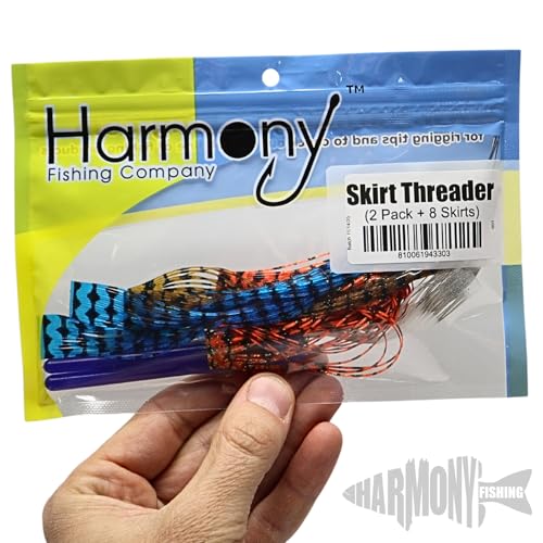 Fishing Skirt Threader Tool 2-Pack with Silicone Skirts for Soft Plastic Baits