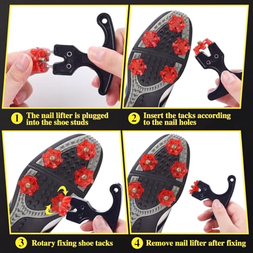 Cozypower Red Golf Spikes Cleats Set with Tool - 31 Pcs Durable Metal Screw Replacement