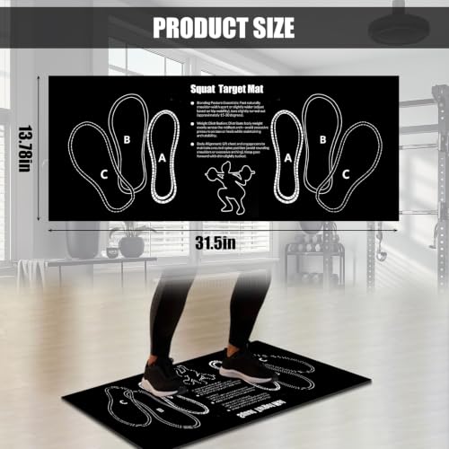 Anti-Slip Squat Mat with Foot Position Guide - Black