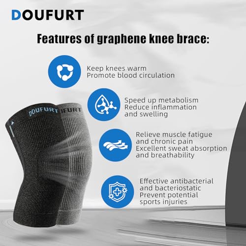 Compression Knee Brace & Sleeve - Black, Large for Men & Women