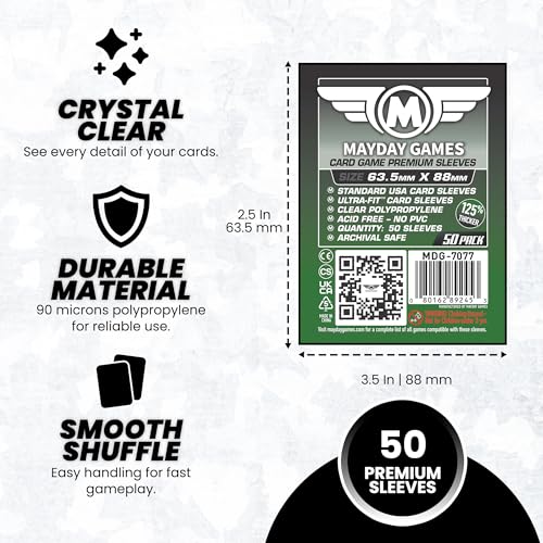 Premium Card Sleeves 63.5 x 88 mm - 50 Count, 90 Micron Clear Protectors