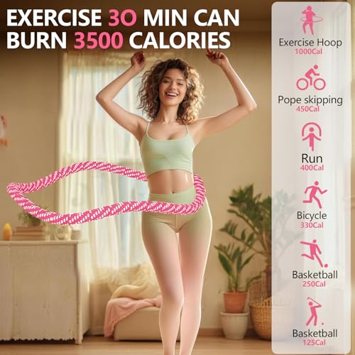 3 lb Soft Spring Hula Hoop - Weighted Fitness Hoop - Pink