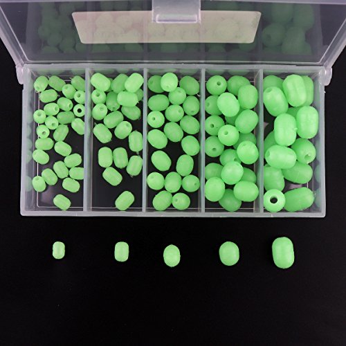 100pcs Luminous Soft Plastic Fishing Beads - Green Glow