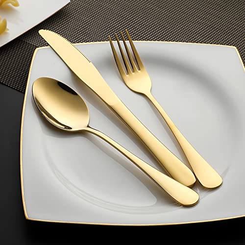 Gold Camping Utensils Set - Full-Size Travel Silverware Kit