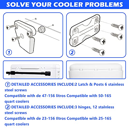 Cooler Latch Replacement Parts with Screws - White 2 Pack